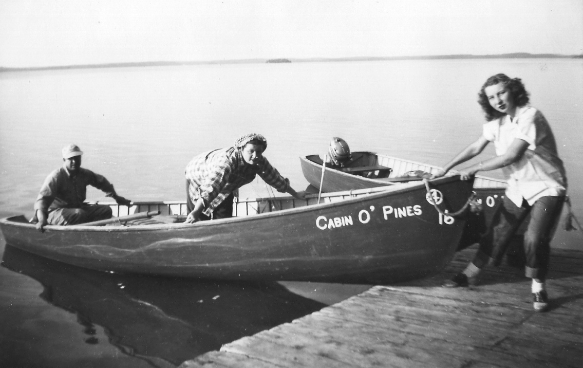 Cabin O Pines Historic Pic of Lots of Caught Fish Wooden Boat Pelican Lake MN